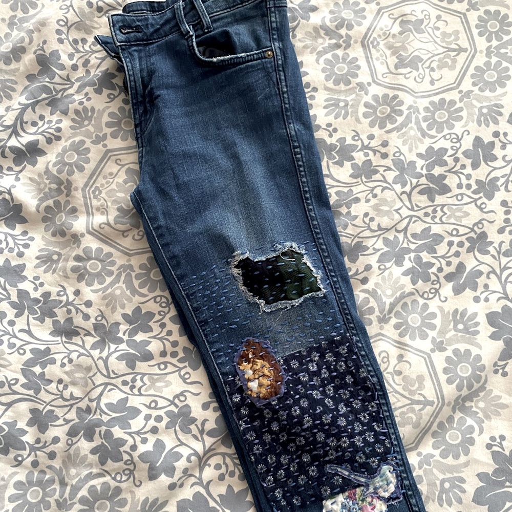 Zara embroidered jeans
